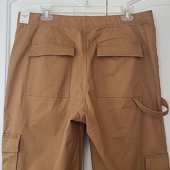 Abercrombie & Fitch Relaxed Cargo Pant 100% Cotton Brown Size 14 32 Waist - Picture 6 of 16